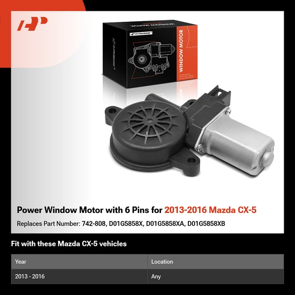 Power Window Motor with 6 Pins for 2013-2016 Mazda CX-5
