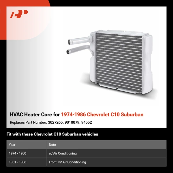 HVAC Heater Core for 1974-1986 Chevrolet C10 Suburban