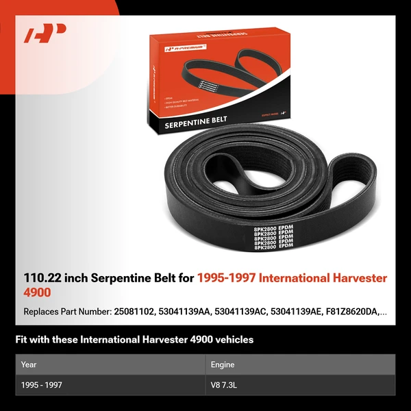 110.22 inch Serpentine Belt for 1995-1997 International Harvester 4900