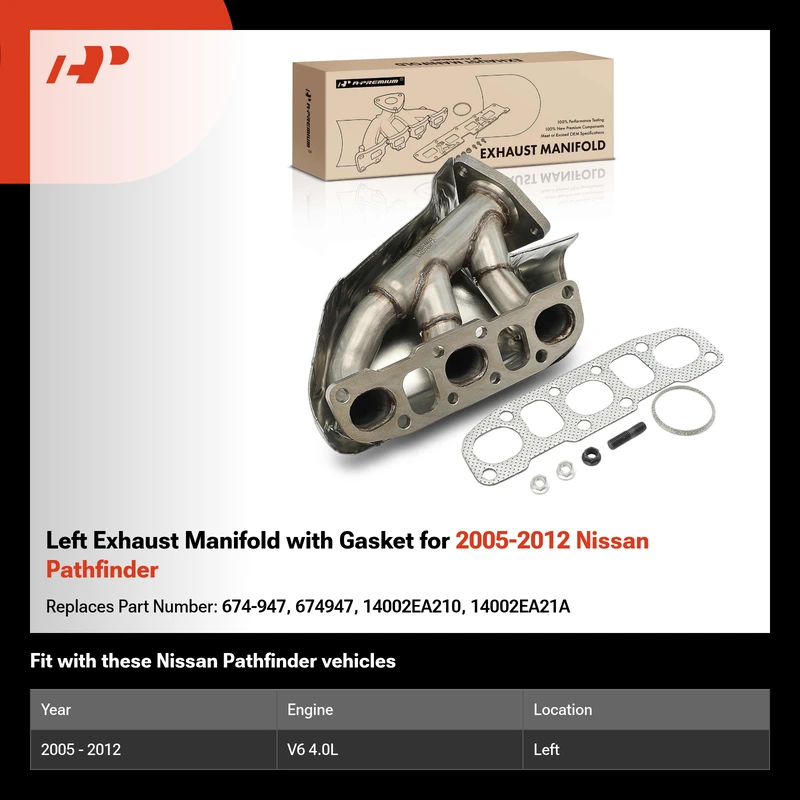 Left Exhaust Manifold with Gasket for 2005-2012 Nissan Pathfinder
