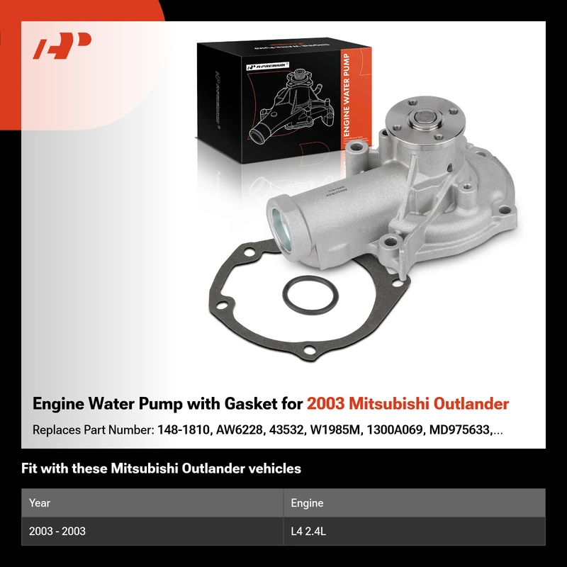 Engine Water Pump with Gasket for 2003 Mitsubishi Outlander