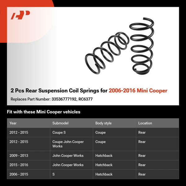 2 Pcs Rear Suspension Coil Springs for 2006-2016 Mini Cooper