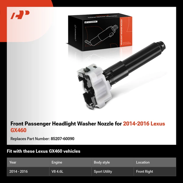 Front Passenger Headlight Washer Nozzle for 2014-2016 Lexus GX460