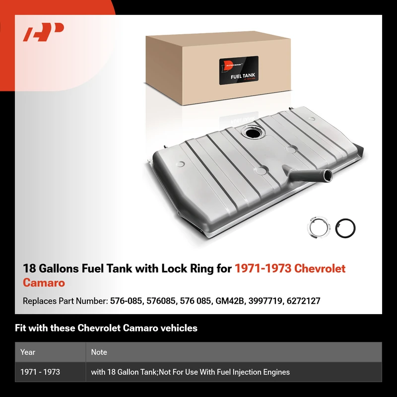 18 Gallons Fuel Tank with Lock Ring for 1971-1973 Chevrolet Camaro