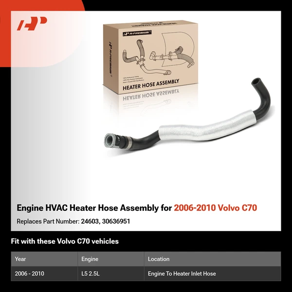 Engine HVAC Heater Hose Assembly for 2006-2010 Volvo C70