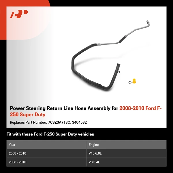 Power Steering Return Line Hose Assembly for 2008-2010 Ford F-250 Super Duty