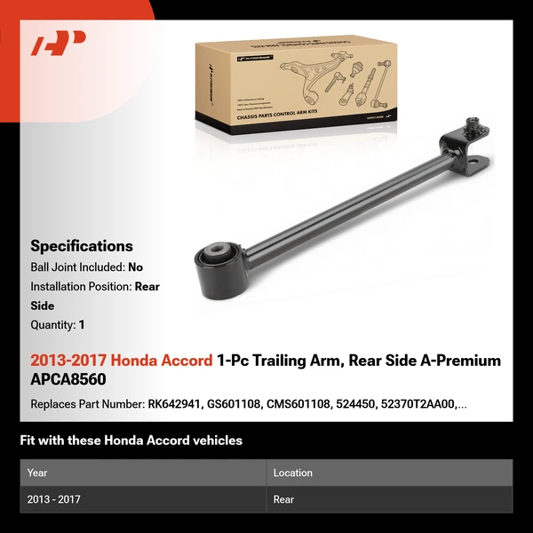 2013-2017 Honda Accord 1-Pc Trailing Arm, Rear Side A-Premium APCA8560