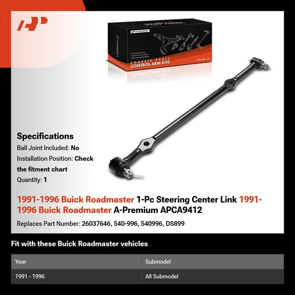1991-1996 Buick Roadmaster 1-Pc Steering Center Link 1991-1996 Buick Roadmaster A-Premium APCA9412