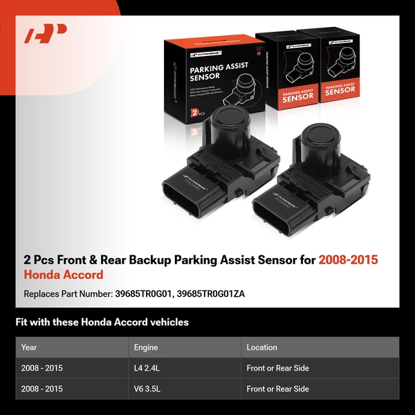 2 Pcs Front & Rear Backup Parking Assist Sensor for 2008-2015 Honda Accord