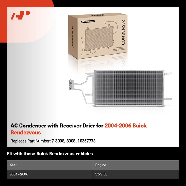 AC Condenser with Receiver Drier for 2004-2006 Buick Rendezvous