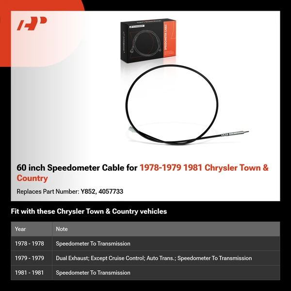 60 inch Speedometer Cable for 1978-1979 1981 Chrysler Town & Country