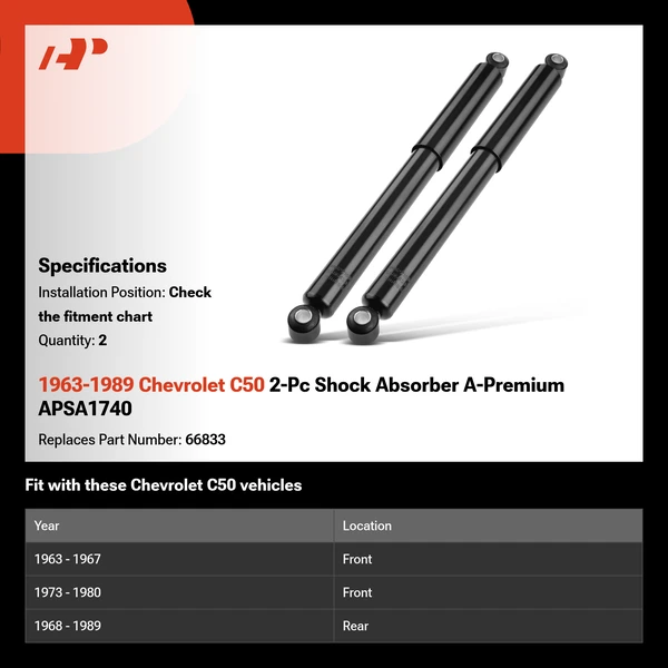 1963-1989 Chevrolet C50 2-Pc Shock Absorber A-Premium APSA1740