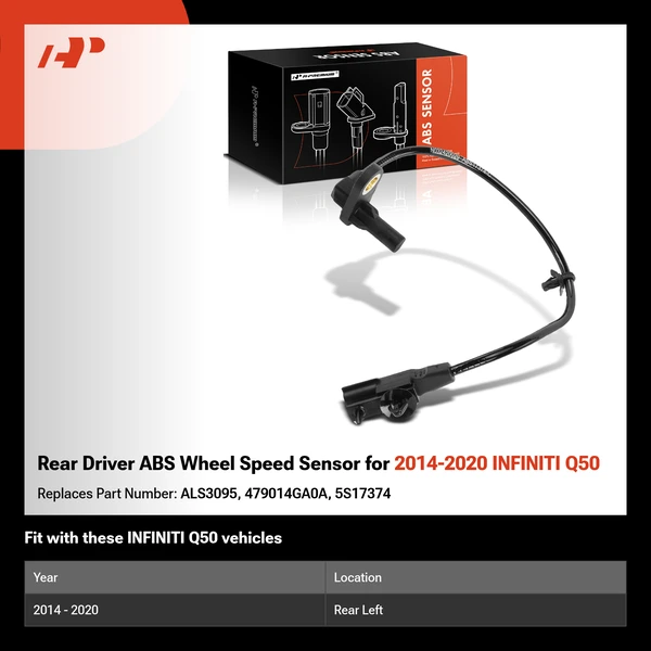 Rear Driver ABS Wheel Speed Sensor for 2014-2020 INFINITI Q50