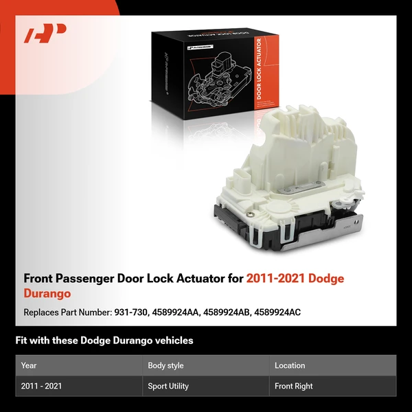 Front Passenger Door Lock Actuator for 2011-2021 Dodge Durango