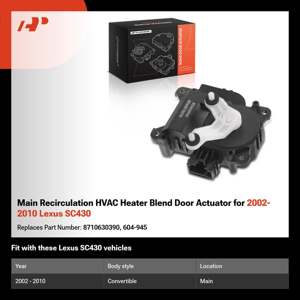 Main Recirculation HVAC Heater Blend Door Actuator for 2002-2010 Lexus SC430