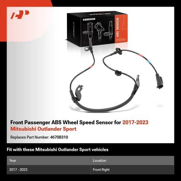 Front Passenger ABS Wheel Speed Sensor for 2017-2023 Mitsubishi Outlander Sport