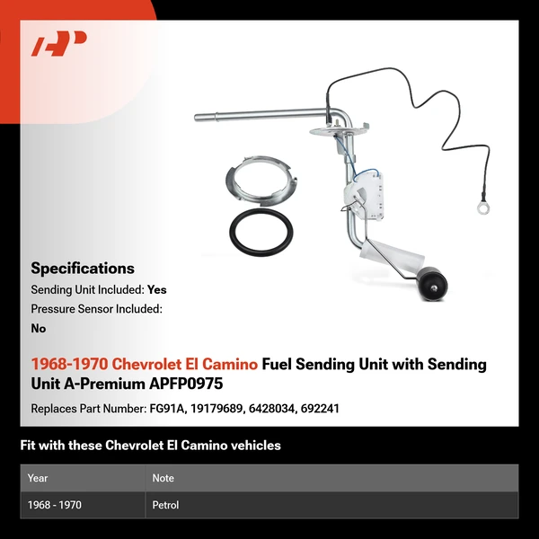 1968-1970 Chevrolet El Camino Fuel Sending Unit with Sending Unit A-Premium APFP0975