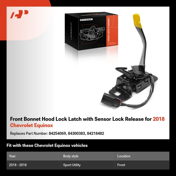 Front Bonnet Hood Lock Latch with Sensor Lock Release for 2018 Chevrolet Equinox