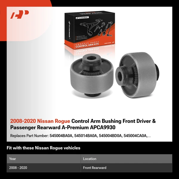 2008-2020 Nissan Rogue Control Arm Bushing Front Driver & Passenger Rearward A-Premium APCA9930