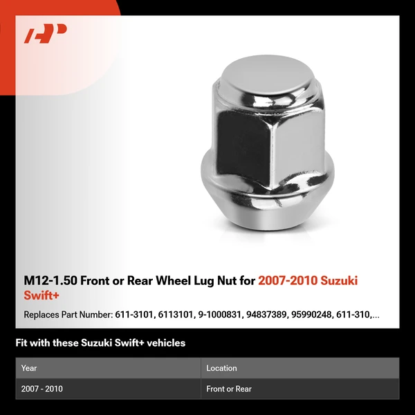 M12-1.50 Front or Rear Wheel Lug Nut for 2007-2010 Suzuki Swift+
