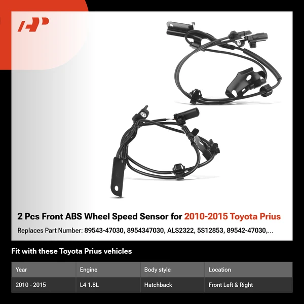 2 Pcs Front ABS Wheel Speed Sensor for 2010-2015 Toyota Prius