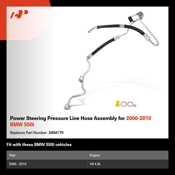 Power Steering Pressure Line Hose Assembly for 2006-2010 BMW 550i