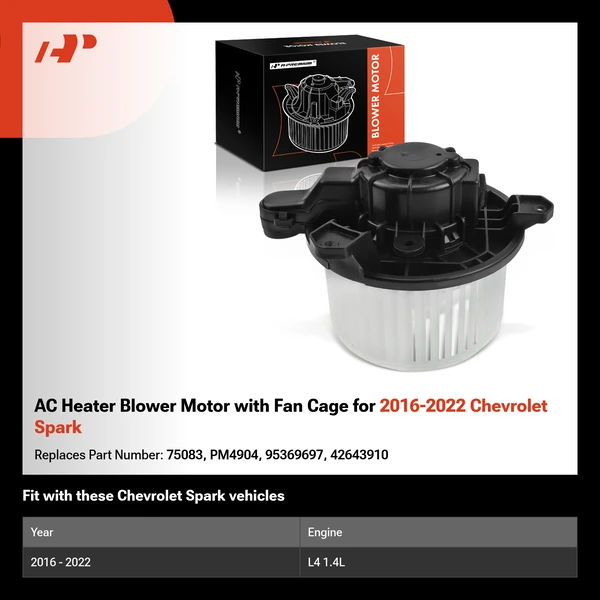 AC Heater Blower Motor with Fan Cage for 2016-2022 Chevrolet Spark