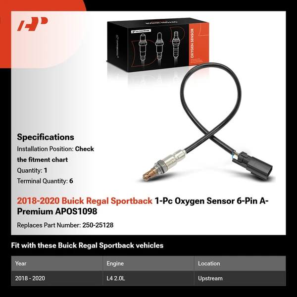 2018-2020 Buick Regal Sportback 1-Pc Oxygen Sensor 6-Pin A-Premium APOS1098