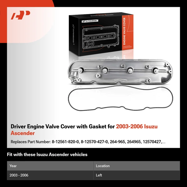 Driver Engine Valve Cover with Gasket for 2003-2006 Isuzu Ascender