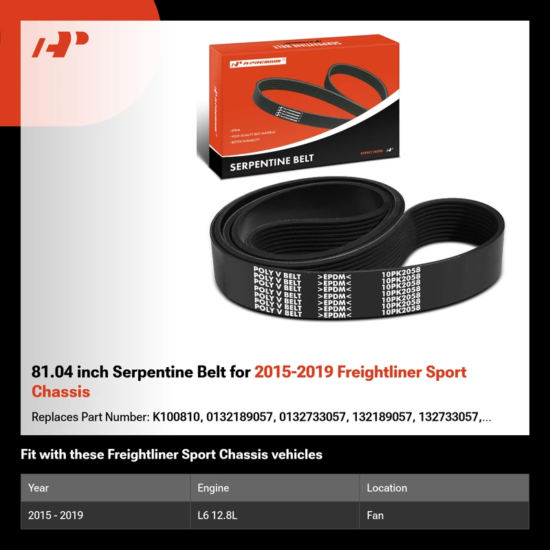 81.04 inch Serpentine Belt for 2015-2019 Freightliner Sport Chassis