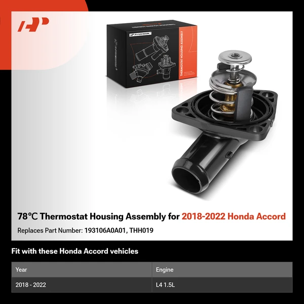 78℃ Thermostat Housing Assembly for 2018-2022 Honda Accord