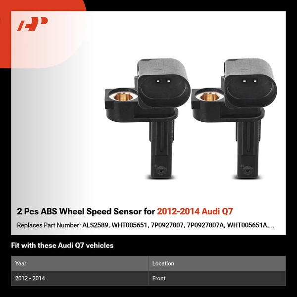 2 Pcs ABS Wheel Speed Sensor for 2012-2014 Audi Q7