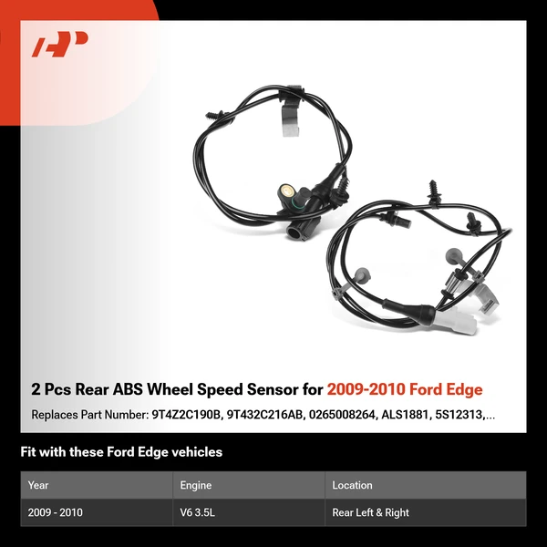 2 Pcs Rear ABS Wheel Speed Sensor for 2009-2010 Ford Edge
