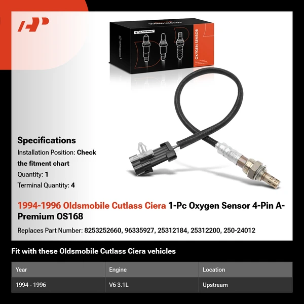 1994-1996 Oldsmobile Cutlass Ciera 1-Pc Oxygen Sensor 4-Pin A-Premium OS168