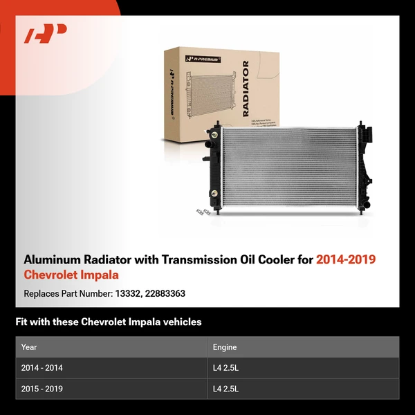 Aluminum Radiator with Transmission Oil Cooler for 2014-2019 Chevrolet Impala