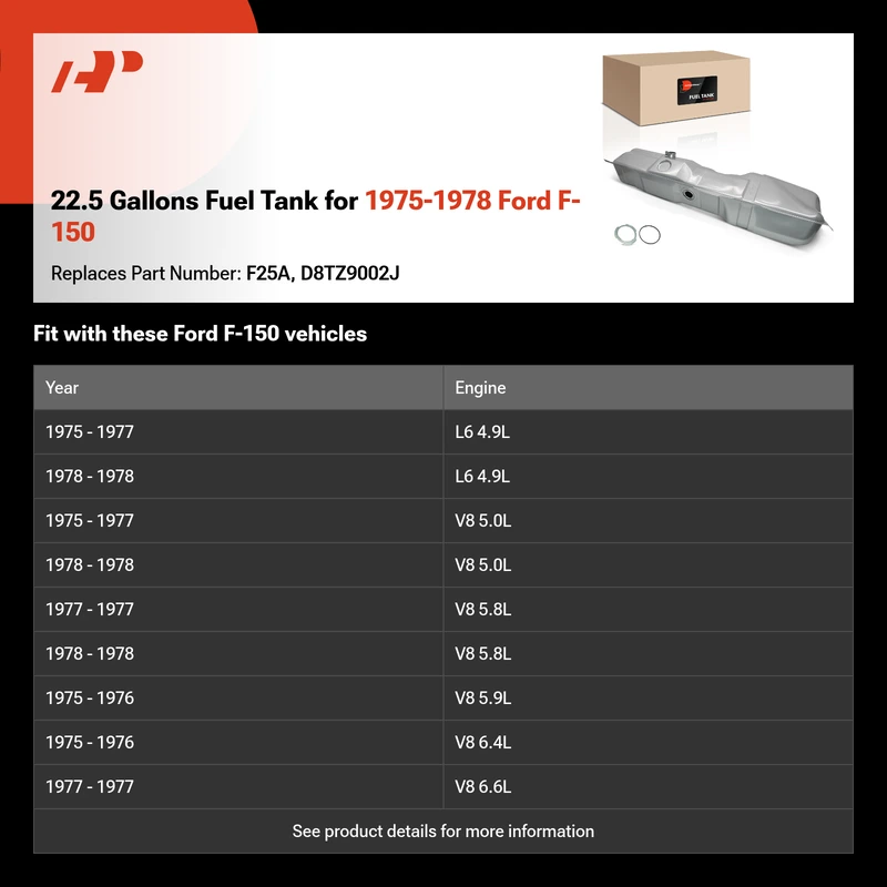 22.5 Gallons Fuel Tank for 1975-1978 Ford F-150