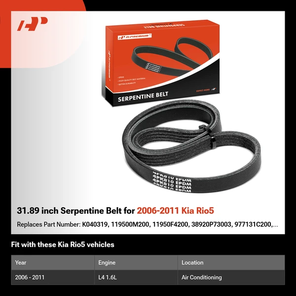 31.89 inch Serpentine Belt for 2006-2011 Kia Rio5