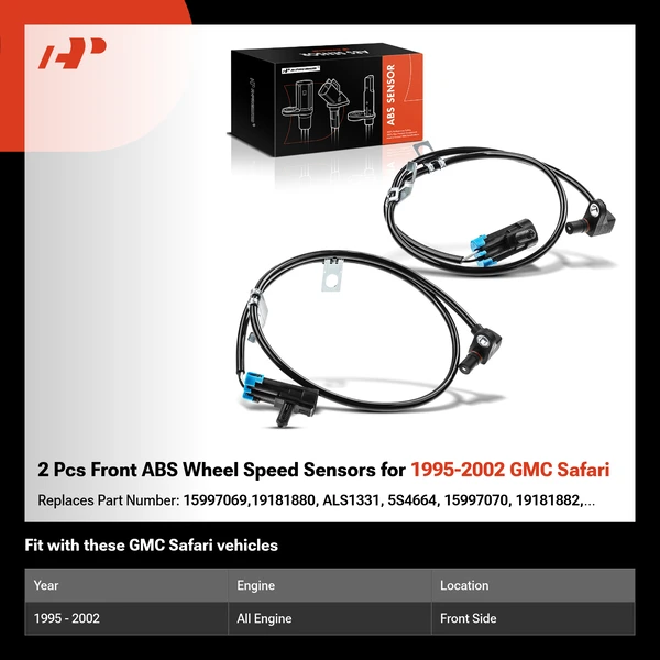 2 Pcs Front ABS Wheel Speed Sensors for 1995-2002 GMC Safari