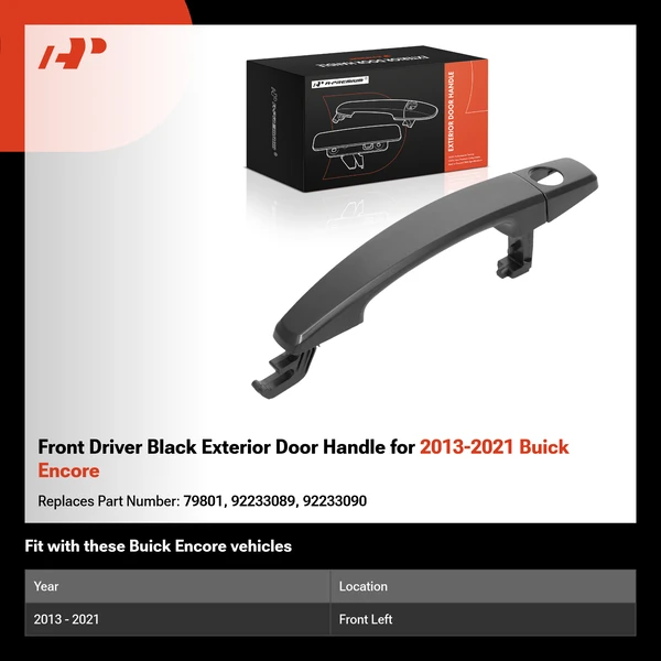 Front Driver Black Exterior Door Handle for 2013-2021 Buick Encore