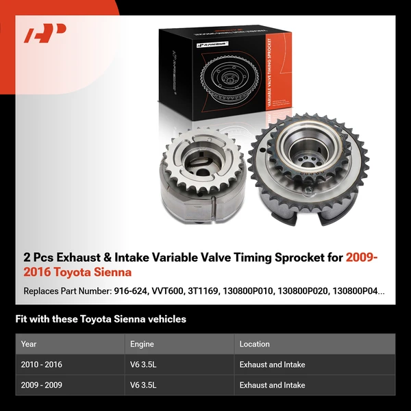 2 Pcs Exhaust & Intake Variable Valve Timing Sprocket for 2009-2016 Toyota Sienna