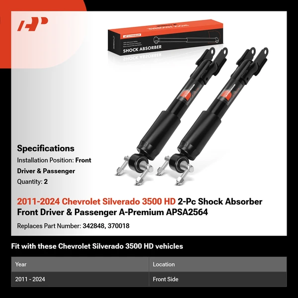 2011-2024 Chevrolet Silverado 3500 HD 2-Pc Shock Absorber Front Driver & Passenger A-Premium APSA2564