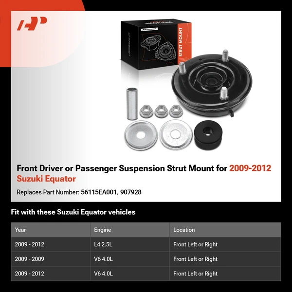 Front Driver or Passenger Suspension Strut Mount for 2009-2012 Suzuki Equator