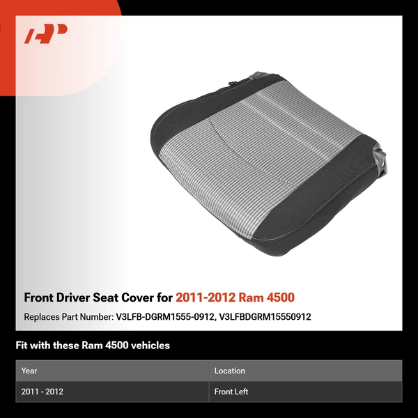 Front Driver Seat Cover for 2011-2012 Ram 4500