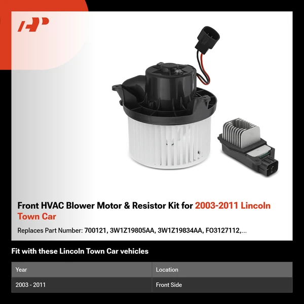 Front HVAC Blower Motor & Resistor Kit for 2003-2011 Lincoln Town Car