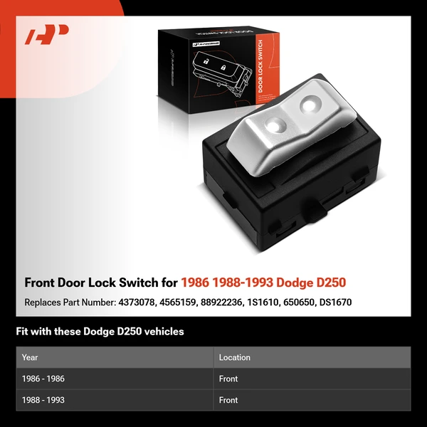 Front Door Lock Switch for 1986 1988-1993 Dodge D250