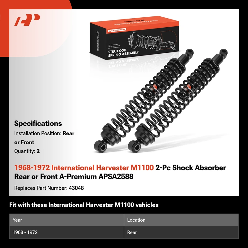 1968-1972 International Harvester M1100 2-Pc Shock Absorber Rear or Front A-Premium APSA2588