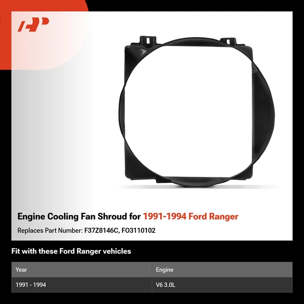 Engine Cooling Fan Shroud for 1991-1994 Ford Ranger