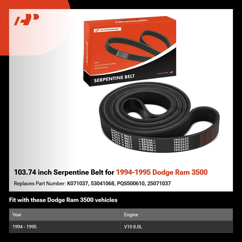 103.74 inch Serpentine Belt for 1994-1995 Dodge Ram 3500