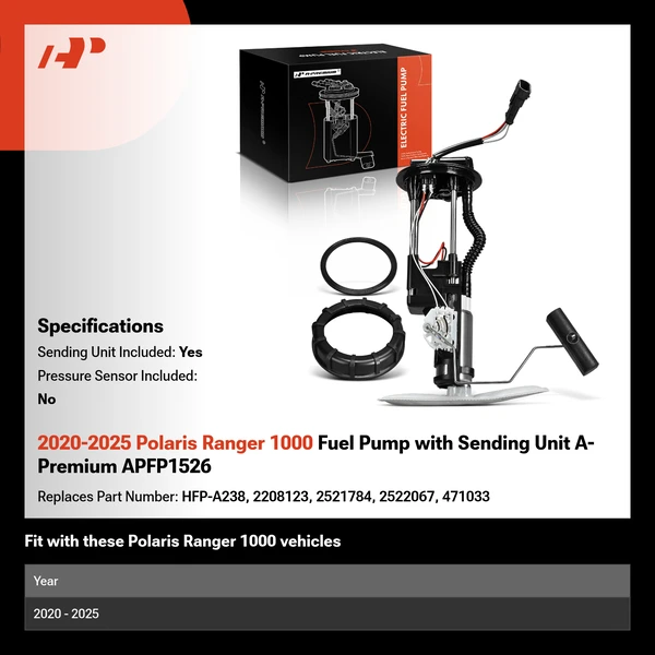 2020-2025 Polaris Ranger 1000 Fuel Pump with Sending Unit A-Premium APFP1526