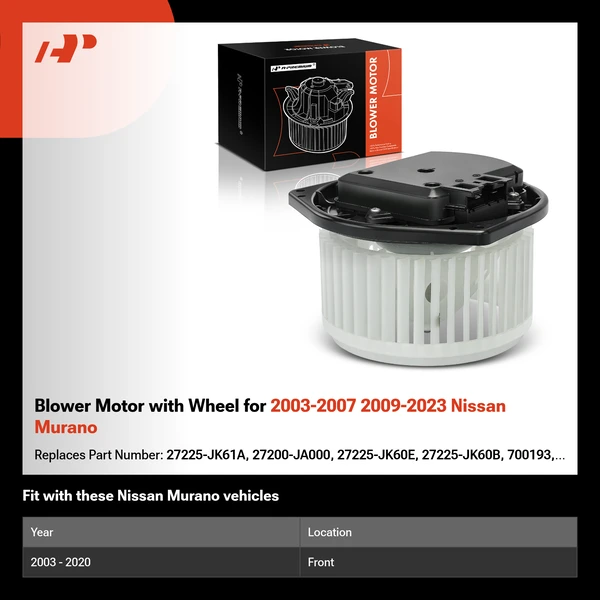 Blower Motor with Wheel for 2003-2007 2009-2023 Nissan Murano